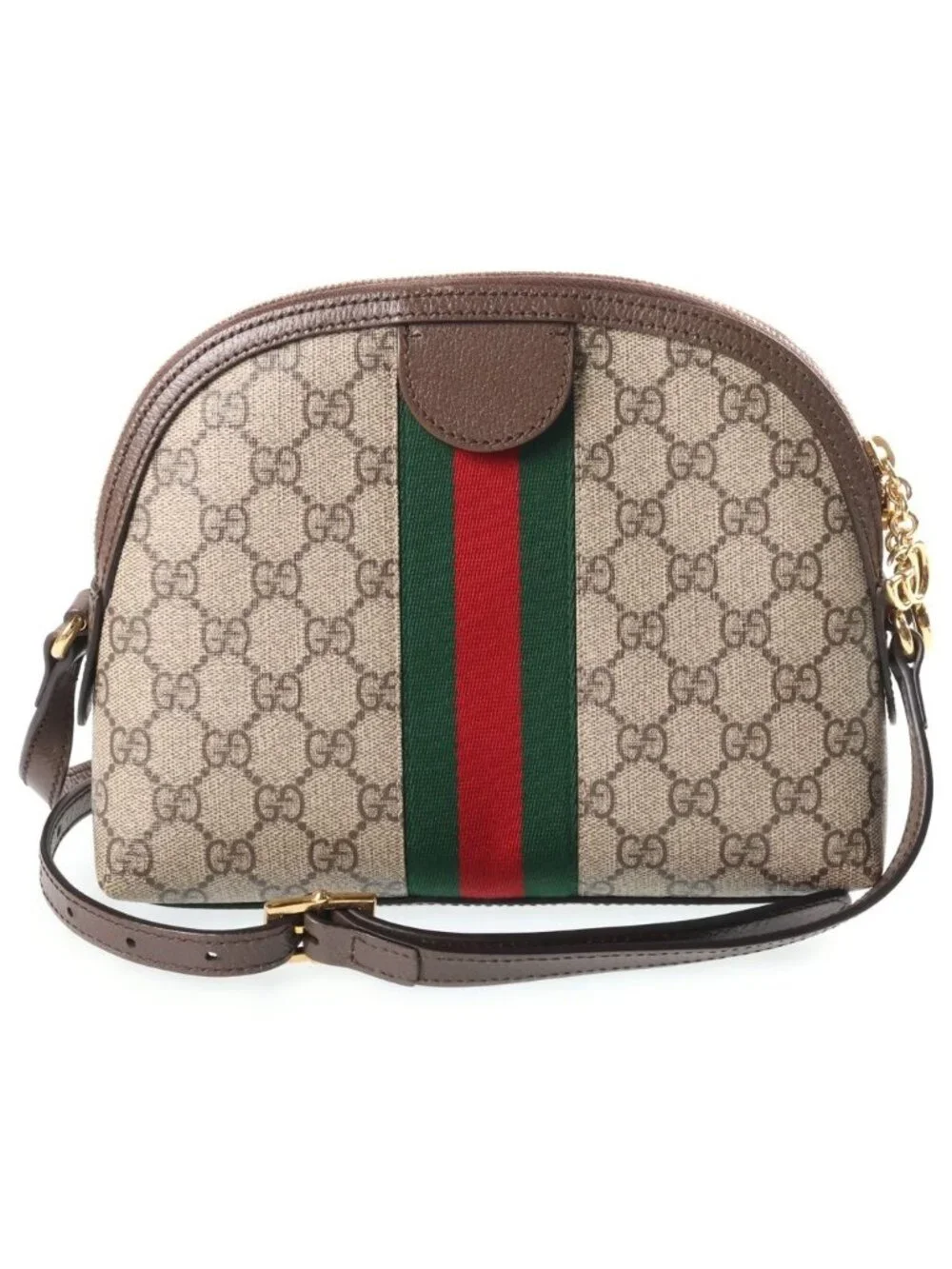 Gucci GG Supreme Ophidia Shoulder Bag Beige Brown Leather